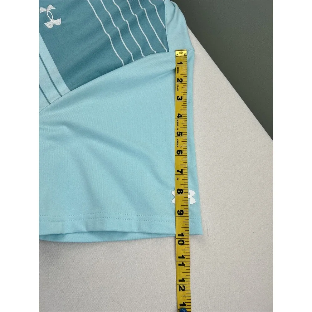 Under Armour The Playoff Polo Mens XXL‎ Lightweight Teal Striped Golf